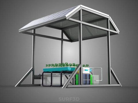 SOLAR ROOF ENERGY POWER IOT PH NUTRIENT CONTROL HYDROPONIC PLANT 3D Model