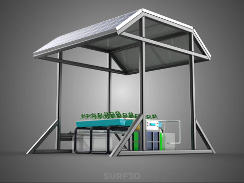 SOLAR ROOF ENERGY POWER IOT PH NUTRIENT CONTROL HYDROPONIC PLANT 3D Model