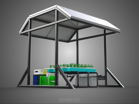 SOLAR ROOF ENERGY POWER IOT PH NUTRIENT CONTROL HYDROPONIC PLANT 3D Model