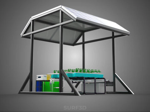 SOLAR ROOF ENERGY POWER IOT PH NUTRIENT CONTROL HYDROPONIC PLANT 3D Model