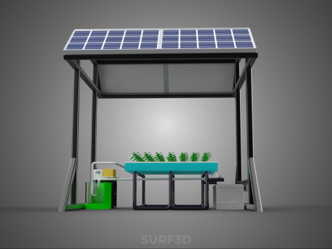 SOLAR ROOF ENERGY POWER IOT PH NUTRIENT CONTROL HYDROPONIC PLANT 3D Model