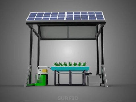 SOLAR ROOF ENERGY POWER IOT PH NUTRIENT CONTROL HYDROPONIC PLANT 3D Model