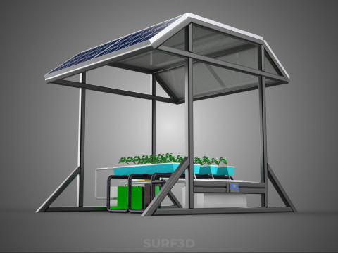 SOLAR ROOF ENERGY POWER IOT PH NUTRIENT CONTROL HYDROPONIC PLANT 3D Model