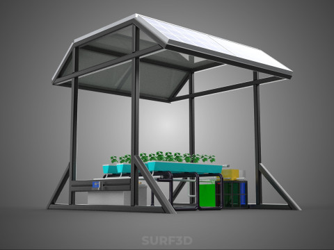 SOLAR ROOF ENERGY POWER IOT PH NUTRIENT CONTROL HYDROPONIC PLANT 3D Model