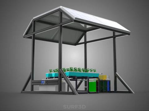 SOLAR ROOF ENERGY POWER IOT PH NUTRIENT CONTROL HYDROPONIC PLANT 3D Model