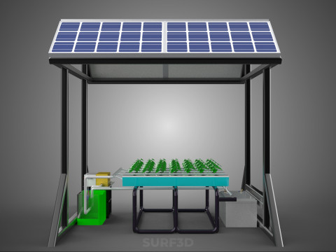 SOLAR ROOF ENERGY POWER IOT PH NUTRIENT CONTROL HYDROPONIC PLANT 3D Model