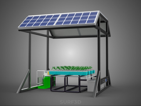 SOLAR ROOF ENERGY POWER IOT PH NUTRIENT CONTROL HYDROPONIC PLANT 3D Model