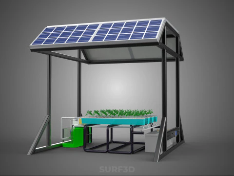 SOLAR ROOF ENERGY POWER IOT PH NUTRIENT CONTROL HYDROPONIC PLANT 3D Model