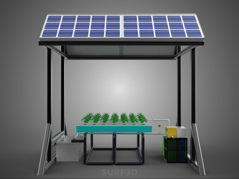 SOLAR ROOF ENERGY POWER IOT PH NUTRIENT CONTROL HYDROPONIC PLANT 3D Model