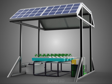 SOLAR ROOF ENERGY POWER IOT PH NUTRIENT CONTROL HYDROPONIC PLANT 3D Model