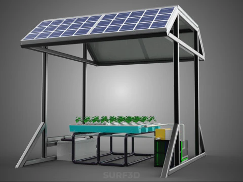 SOLAR ROOF ENERGY POWER IOT PH NUTRIENT CONTROL HYDROPONIC PLANT 3D Model