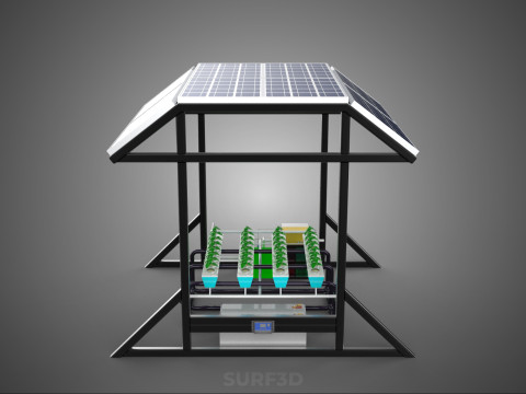 SOLAR ROOF ENERGY POWER IOT PH NUTRIENT CONTROL HYDROPONIC PLANT 3D Model