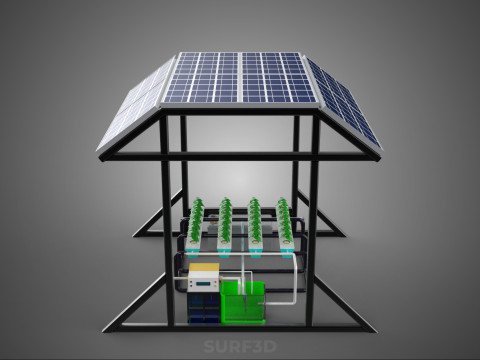 SOLAR ROOF ENERGY POWER IOT PH NUTRIENT CONTROL HYDROPONIC PLANT 3D Model