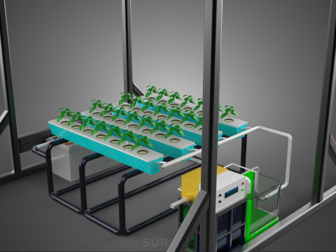 SOLAR ROOF ENERGY POWER IOT PH NUTRIENT CONTROL HYDROPONIC PLANT 3D Model