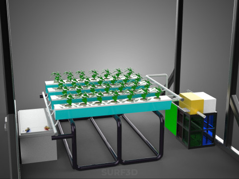 SOLAR ROOF ENERGY POWER IOT PH NUTRIENT CONTROL HYDROPONIC PLANT 3D Model