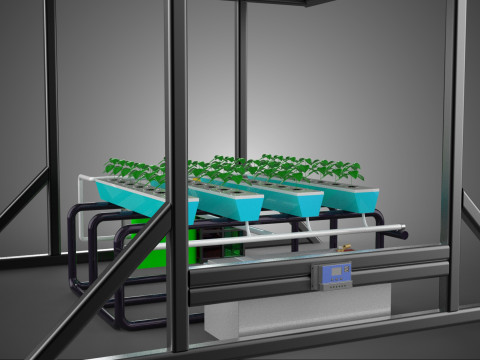 SOLAR ROOF ENERGY POWER IOT PH NUTRIENT CONTROL HYDROPONIC PLANT 3D Model