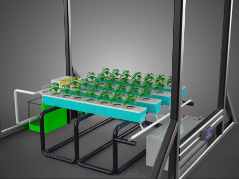 SOLAR ROOF ENERGY POWER IOT PH NUTRIENT CONTROL HYDROPONIC PLANT 3D Model