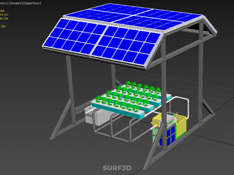 SOLAR ROOF ENERGY POWER IOT PH NUTRIENT CONTROL HYDROPONIC PLANT 3D Model