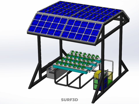 SOLAR ROOF ENERGY POWER IOT PH NUTRIENT CONTROL HYDROPONIC PLANT 3D Model