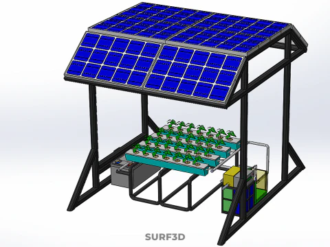 SOLAR ROOF ENERGY POWER IOT PH NUTRIENT CONTROL HYDROPONIC PLANT 3D Model