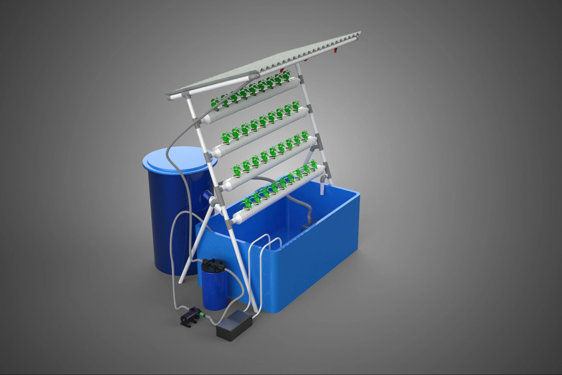HYDROPONIC PLANT AUTO WATER CYCLE TANK PUMP NOZZLE SPRAYER FARM 3D Model .c4d .max .obj .3ds .fbx .stl .blend