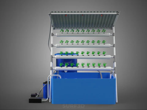 HYDROPONIC PLANT AUTO WATER CYCLE TANK PUMP NOZZLE SPRAYER FARM 3D Model