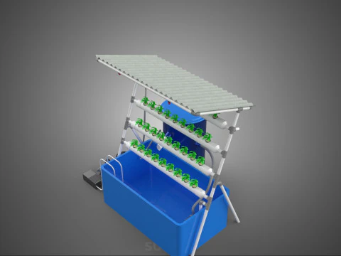 HYDROPONIC PLANT AUTO WATER CYCLE TANK PUMP NOZZLE SPRAYER FARM 3D Model