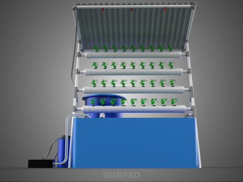 HYDROPONIC PLANT AUTO WATER CYCLE TANK PUMP NOZZLE SPRAYER FARM 3D Modell