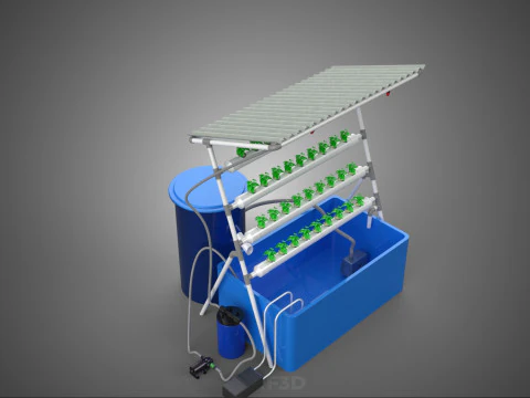 HYDROPONIC PLANT AUTO WATER CYCLE TANK PUMP NOZZLE SPRAYER FARM 3D Model