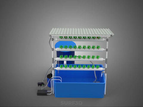 HYDROPONIC PLANT AUTO WATER CYCLE TANK PUMP NOZZLE SPRAYER FARM 3D Model