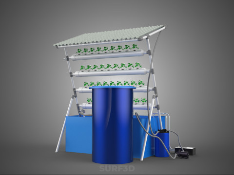 HYDROPONIC PLANT AUTO WATER CYCLE TANK PUMP NOZZLE SPRAYER FARM 3D Modell