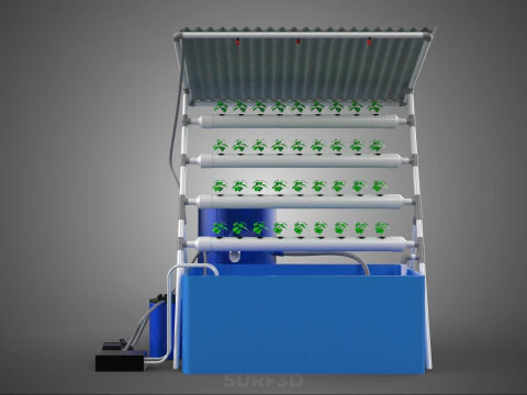 HYDROPONIC PLANT AUTO WATER CYCLE TANK PUMP NOZZLE SPRAYER FARM 3D Model