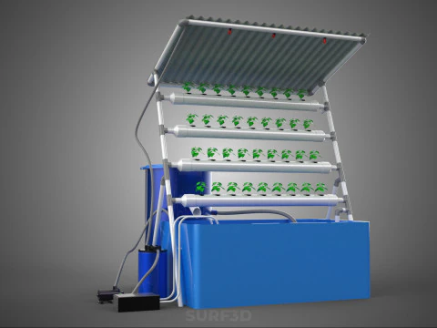 HYDROPONIC PLANT AUTO WATER CYCLE TANK PUMP NOZZLE SPRAYER FARM 3D Model