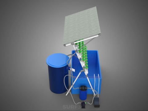 HYDROPONIC PLANT AUTO WATER CYCLE TANK PUMP NOZZLE SPRAYER FARM 3D Modell
