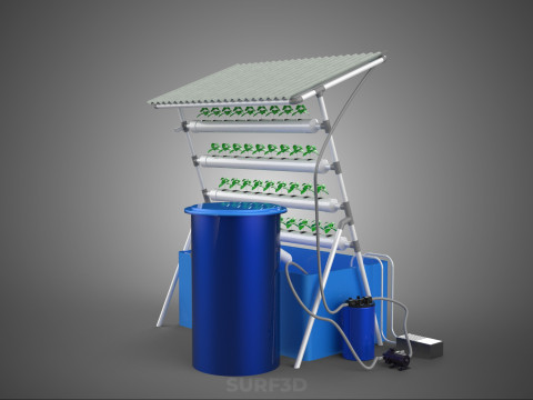 HYDROPONIC PLANT AUTO WATER CYCLE TANK PUMP NOZZLE SPRAYER FARM 3D Modell