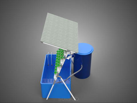 HYDROPONIC PLANT AUTO WATER CYCLE TANK PUMP NOZZLE SPRAYER FARM 3D Modell
