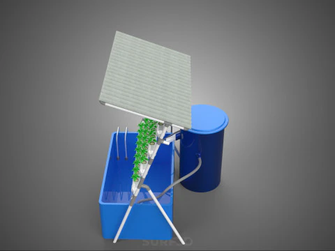 HYDROPONIC PLANT AUTO WATER CYCLE TANK PUMP NOZZLE SPRAYER FARM 3D Model