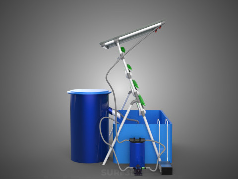 HYDROPONIC PLANT AUTO WATER CYCLE TANK PUMP NOZZLE SPRAYER FARM 3D Modell