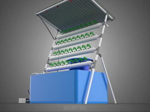 HYDROPONIC PLANT AUTO WATER CYCLE TANK PUMP NOZZLE SPRAYER FARM 3D Modell