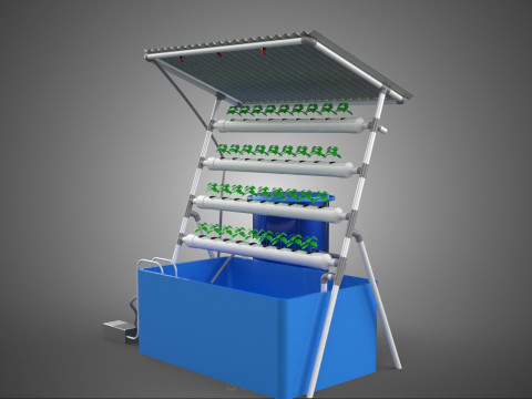 HYDROPONIC PLANT AUTO WATER CYCLE TANK PUMP NOZZLE SPRAYER FARM 3D Modell