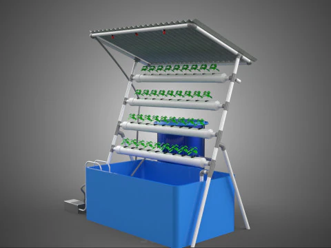 HYDROPONIC PLANT AUTO WATER CYCLE TANK PUMP NOZZLE SPRAYER FARM 3D Model