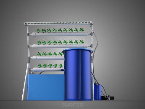 HYDROPONIC PLANT AUTO WATER CYCLE TANK PUMP NOZZLE SPRAYER FARM 3D Modell