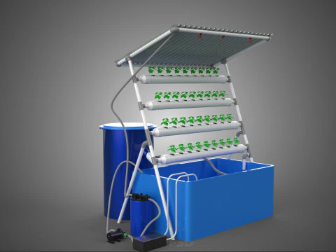 HYDROPONIC PLANT AUTO WATER CYCLE TANK PUMP NOZZLE SPRAYER FARM 3D Model