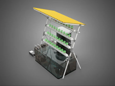 IMPIANTO DI COLTIVAZIONE CICLO IDROPONICO DELL'ACQUA SERBATOIO POMPA UGELLO SPRAY Modello 3D