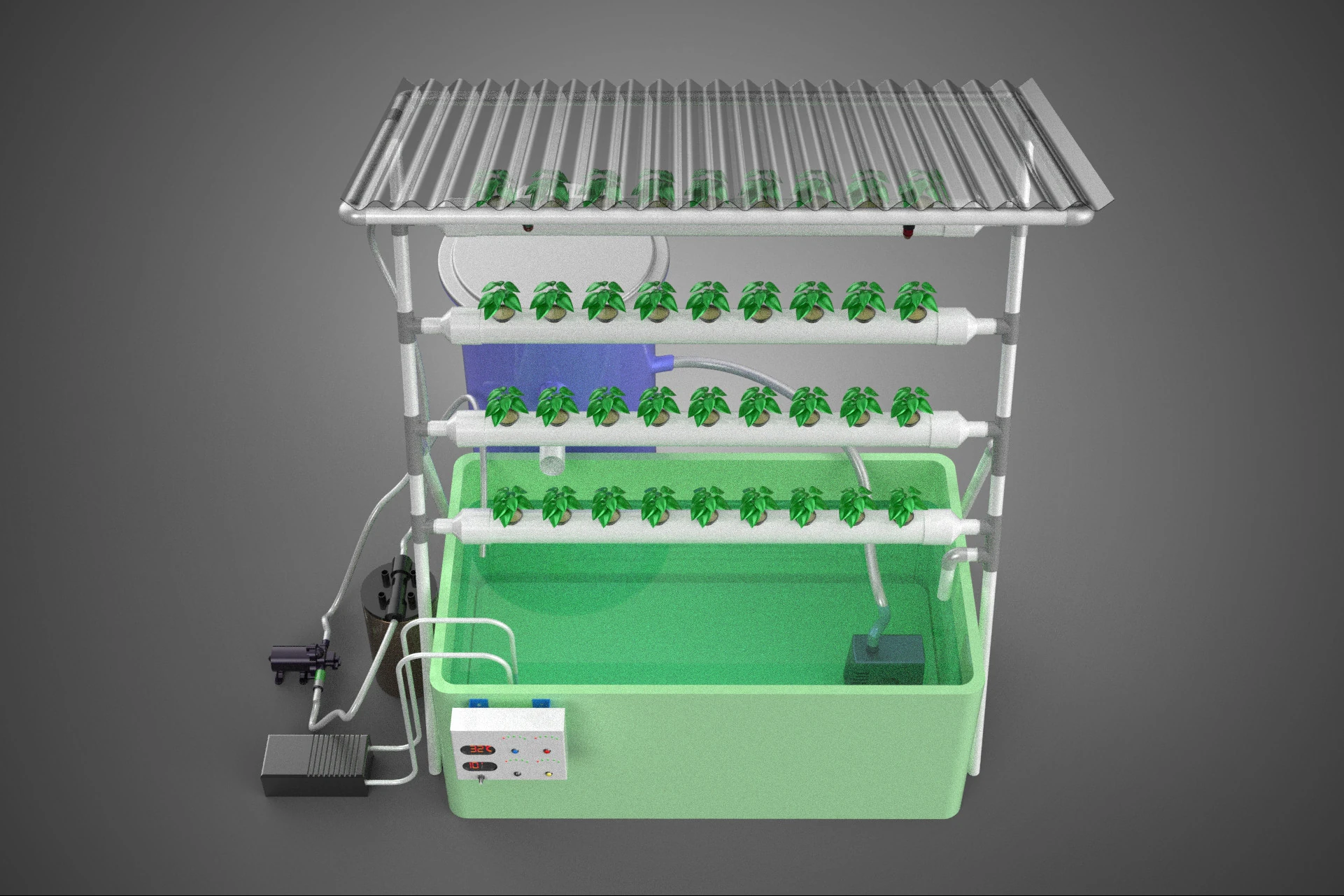 IOT HYDROPONIC PLANT AUTO CONTROL WATER CYCLE PUMP NOZZLE SPRAY 3D Model .c4d .max .obj .3ds .fbx .stl .blend 