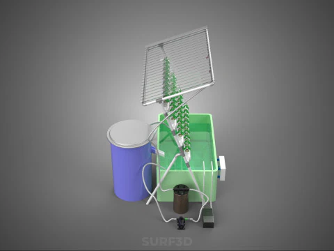 IOT HYDROPONIC PLANT AUTO CONTROL WATER CYCLE PUMP NOZZLE SPRAY 3D Model