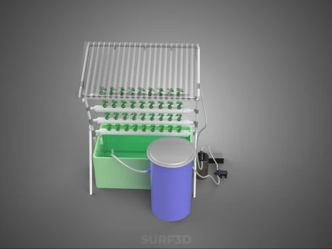 IOT HYDROPONIC PLANT AUTO CONTROL WATER CYCLE PUMP NOZZLE SPRAY 3D Model