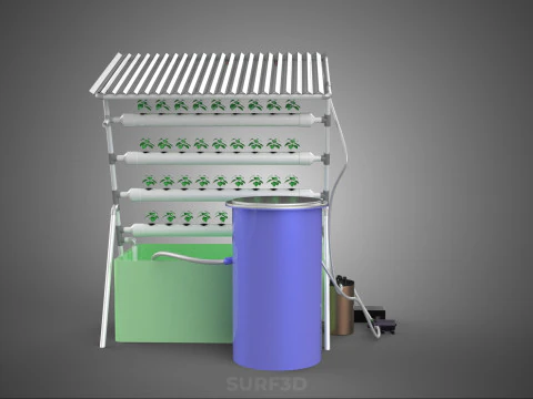 IOT HYDROPONIC PLANT AUTO CONTROL WATER CYCLE PUMP NOZZLE SPRAY 3D Model