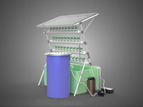 IOT HYDROPONIC PLANT AUTO CONTROL WATER CYCLE PUMP NOZZLE SPRAY 3D Model