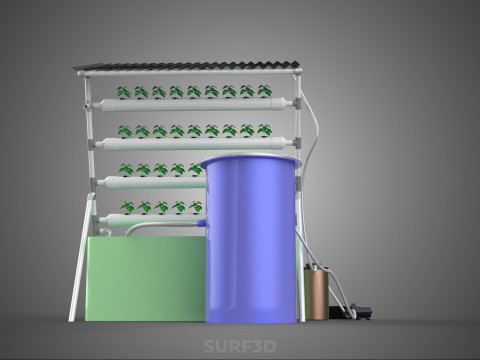 IOT HYDROPONIC PLANT AUTO CONTROL WATER CYCLE PUMP NOZZLE SPRAY 3Dモデル